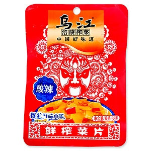 WJ MUSTARD SOUR/SPICY 88G  乌江酸辣鲜榨菜片88克