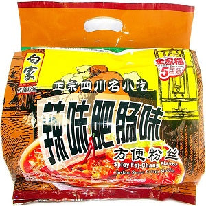 BJ VERMI SPICY INTESTINE 5PK  白家辣肥肠方便粉丝五连包