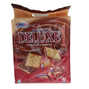 KERK DELUXE CRACKER CHOC 184G  迪乐斯巧克力夹心饼184克