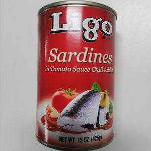 LIGO SARDINES T/CHILLI 425G  LIGO 沙丁鱼番茄辣味罐头425克